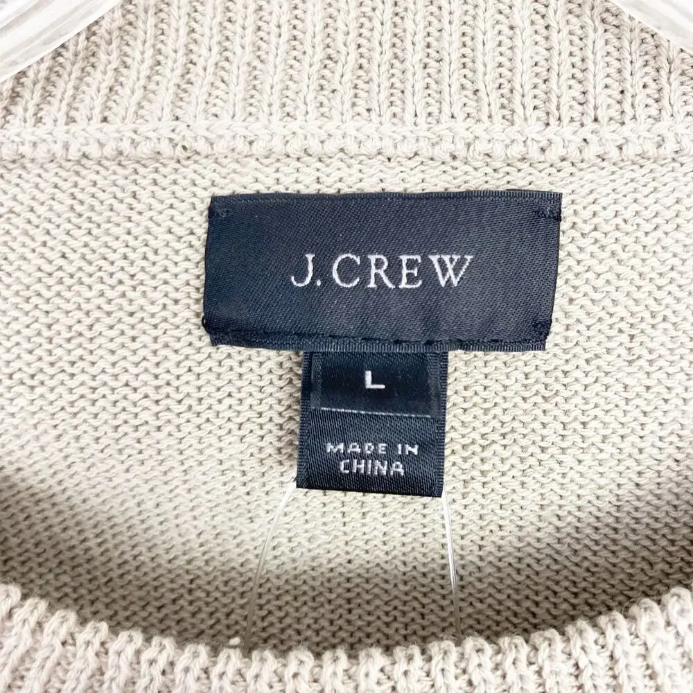 J. Crew Tan White Striped Sweater Sz L